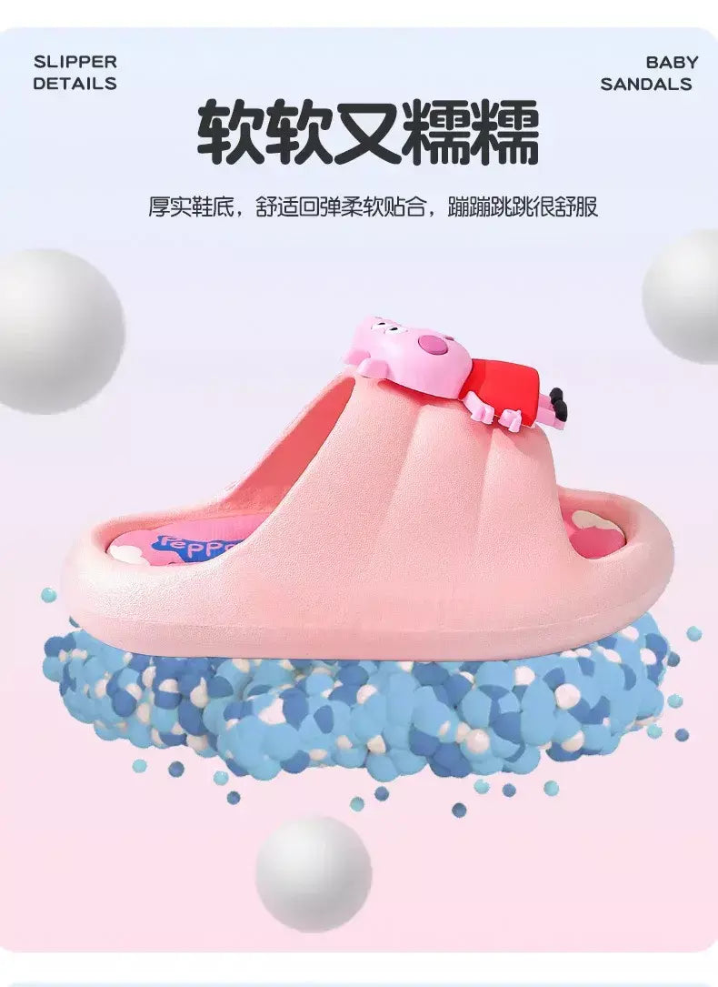 Peppa Pig Sandálias femininas de verão 2025 Novo estilo antiderrapante chinelos de banho internos para crianças em casa