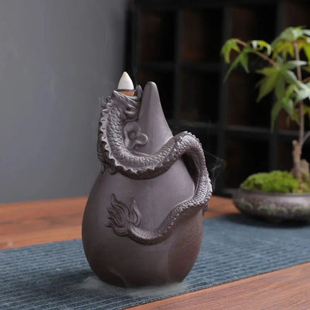 Handmade cerâmica incenso queimador, Retro Zen incenso vara titular, Dragon Cachoeira, Backflow Censer, Sala de estar artesanato ornamento