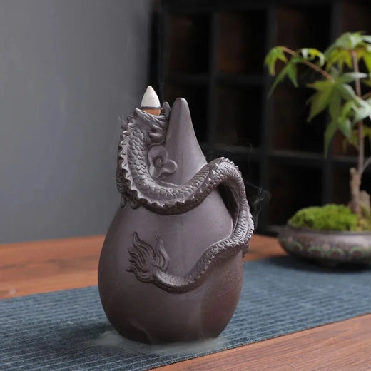 Handmade cerâmica incenso queimador, Retro Zen incenso vara titular, Dragon Cachoeira, Backflow Censer, Sala de estar artesanato ornamento
