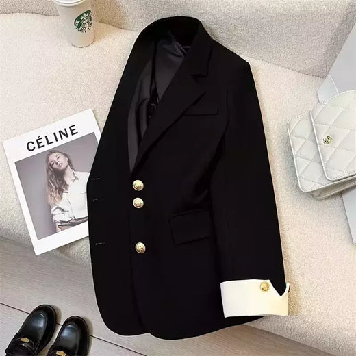 Moda feminina blazer de cor sólida, primavera novo temperamento casual celebridade terno popular