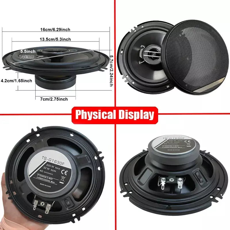 2 pçs 6 Polegada 320w 3 vias universal carro coaxial música estéreo gama completa hi-fi para carro caminhão porta alto-falantes sistema de som surround