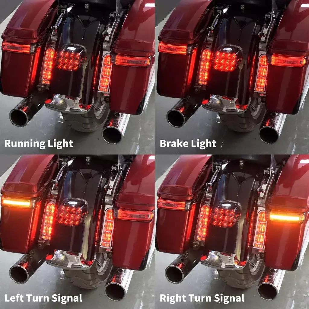 Alforje led para motocicleta, lâmpada de giro, luzes de freio para harley touring road king 97-2022 electra street glide cvo limitado