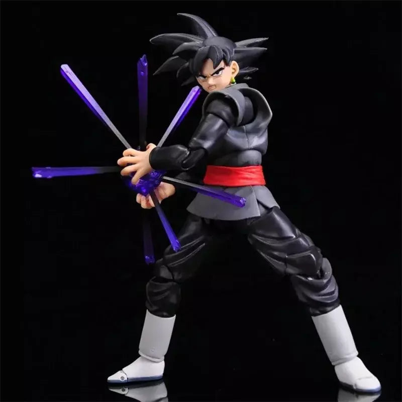 Novo 14cm anime dragon ball preto goku zamasu figura de ação super saiyan filme versão dbz modelo com vários acessórios brinquedos
