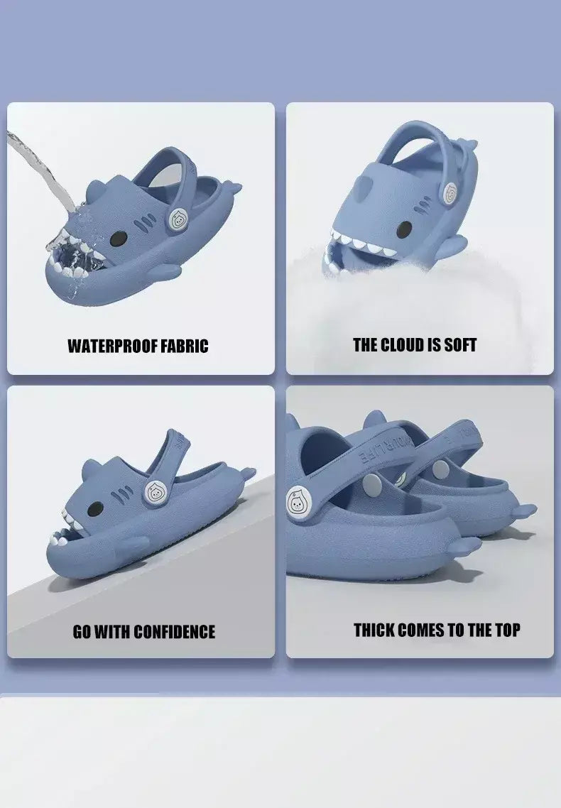 Tridimensional crianças tubarão buraco sapatos verão casa bebê antiderrapante sandálias plataforma bonito dos desenhos animados sola macia crianças slippe