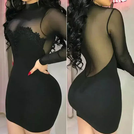 Mulheres elegante mini vestido de chiffon sexy transparente sem alças festa bandagem bodycon mini vestidos femininos preto roupas