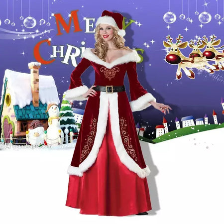 Traje de papai noel feminino masculino vestido de elfo de natal unissex roupa de festa adulto terno de natal desempenho de palco festivo role play wear