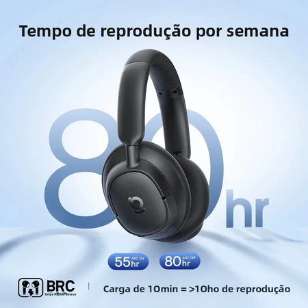 Baseus EH10 NC ANC Fones de ouvido sem fio 45dB Fones de ouvido híbridos adaptativos com cancelamento de ruído Hi-Res LDAC Fone de ouvido Bluetooth 6.0 80 horas