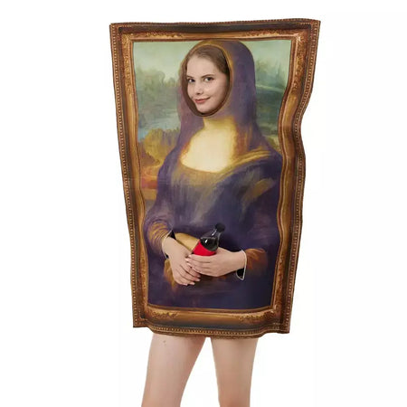 Pinturas famosas traje mona lisa o grito halloween natal adulto homens mulheres engraçado cerative vestir-se