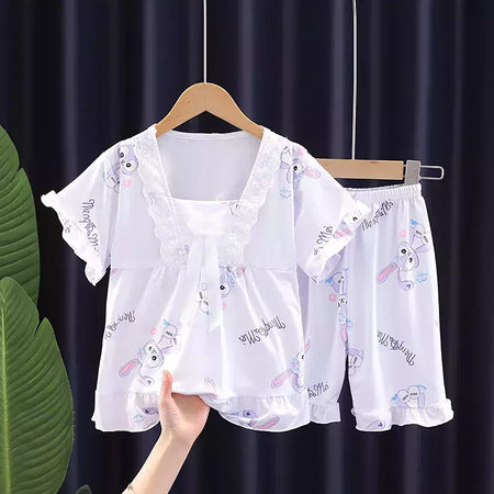Pijama infantil para desenhos animados, roupas esportivas casuais, roupas para casa, camiseta estampada, kuromi, novo, verão