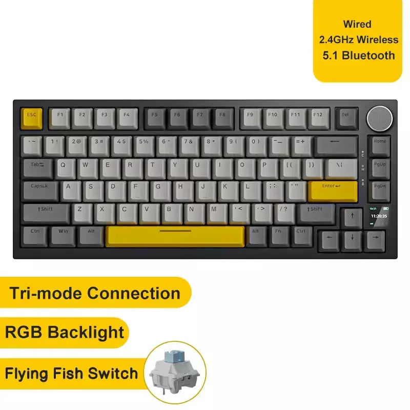 Ajazz ak820/ak820pro teclado mecânico para jogos bluetooth 5.1/sem fio/c-wired teclado personalizado com botão junta de troca quente