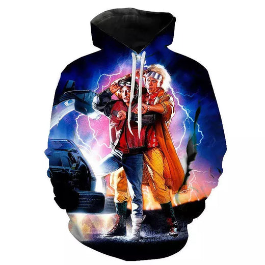 Homens e mulheres de volta para o futuro 3D filme impressão com capuz moletons, Hoodie extragrande, crianças pulôver, moletons, casaco moda
