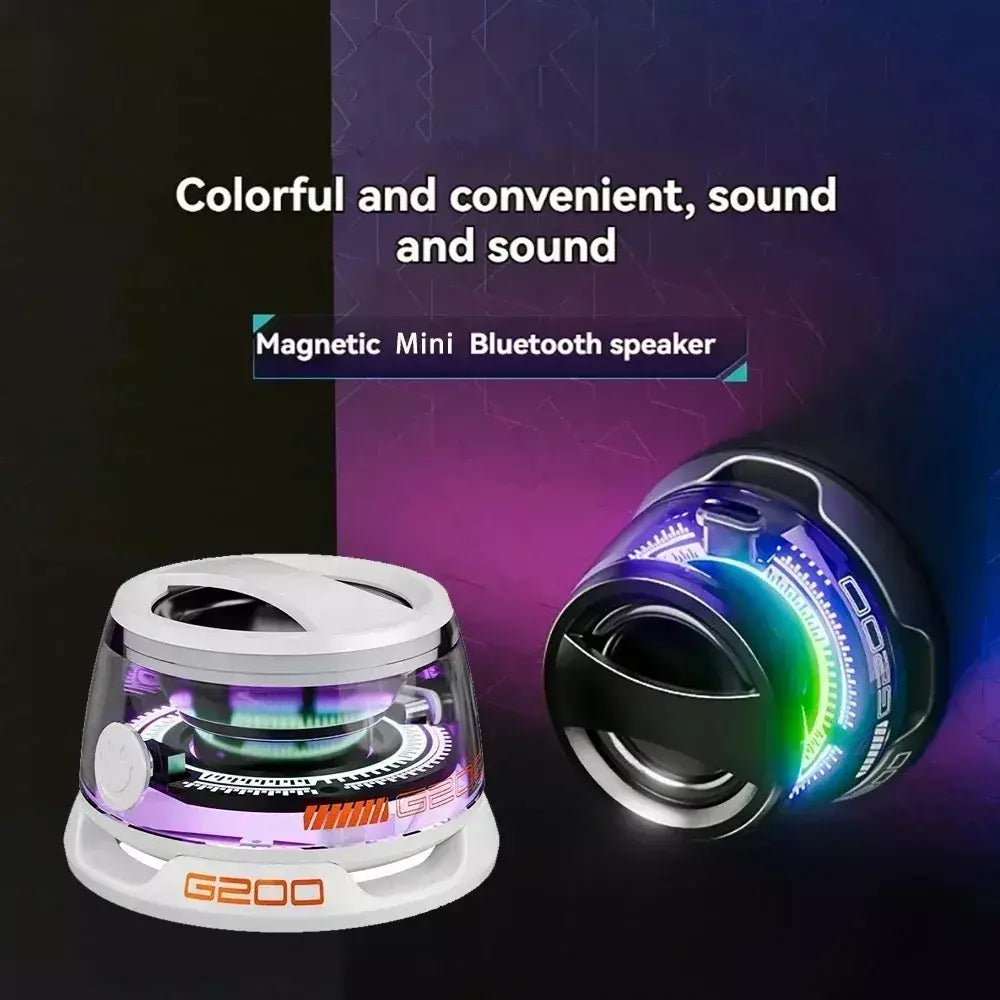 1 pçs portátil bluetooth alto-falante g200 rgb iluminação alto-falante magnético bt5.3 mini caixa de som 7 horas reprodução suporte do telefone