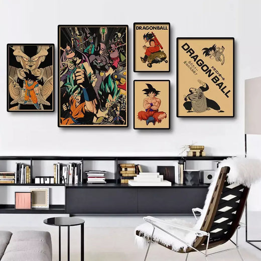 Japonês em torno do anime retro dragon ball cartaz goku gohan vegeta piccolo friza pintura em tela impressão arte da parede presente das crianças