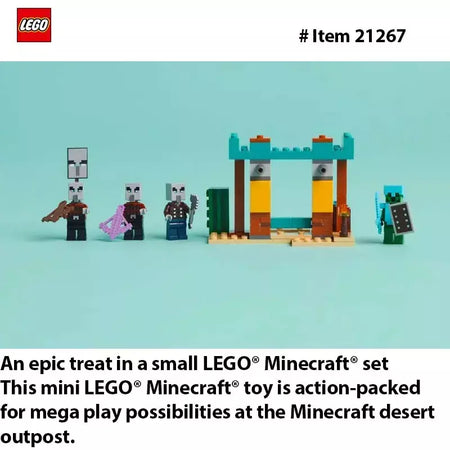 LEGO 21267 Minecraft The Illager Desert Patrol Figuras de brinquedo e playset - Brinquedo Minecraft de construção com 4 figuras para brincar de fingir