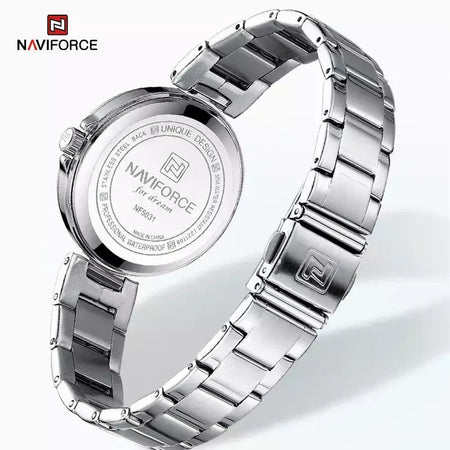 Naviforce relógio de pulso feminino, pulseira de aço inoxidável, impermeável, quartzo, romântico, marca superior, 2023
