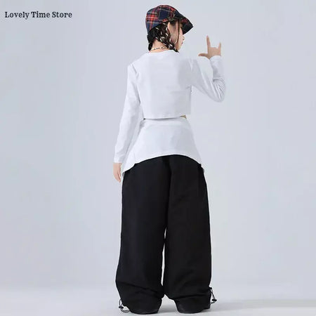 Meninas hip hop letras colheita topo graffiti joggers calças crianças k-pop roupas de dança de rua conjunto crianças menina grupo streetwear traje