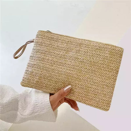 Fsafashion-bolsa de tecido palha para mulheres, bolsa casual para férias, bolsas com alça superior, bolsas de ombro retrô artesanais, moda feminina, 2024