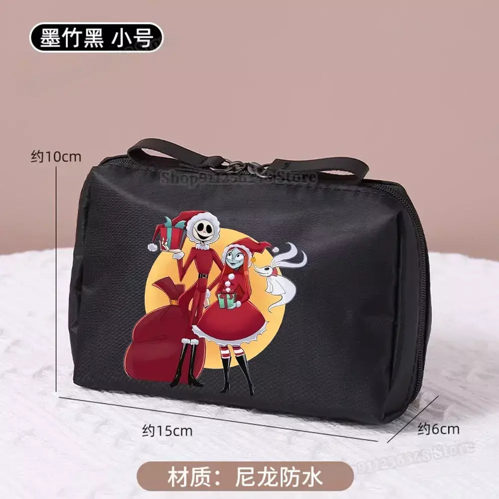 O pesadelo antes do natal saco de maquiagem figura dos desenhos animados jack skellington bolsa sacos cosméticos disney compõem casos organizadores