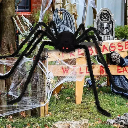 Halloween grande aranha de pelúcia horror decoração de halloween festa prop ao ar livre aranha gigante decoração 30-200cm câmara brincadeira aranha preta