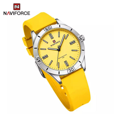 Naviforce relógio de pulso feminino simples, pulseira de silicone impermeável, novo design, moda, para senhoras, 2024