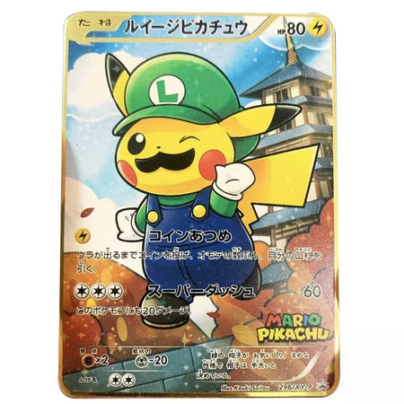 Pokemon English Metal Card Anime Pikachu Charizard Mewtwo Arceus Frog Flower Vmax GX Letters Game Collection Card Kids Toy Gifts