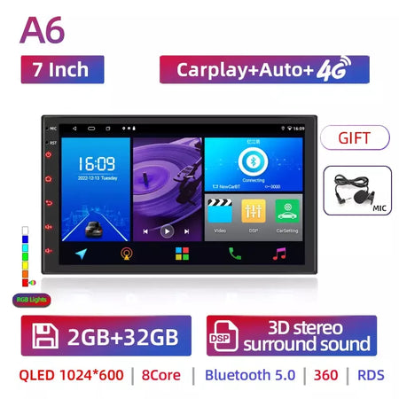 Android 13 2 din rádio do carro carpla auto 7 9 10 13.1 Polegada universal wifi gps áudio reprodutor multimídia para nissan toyota kia honda