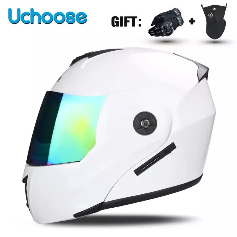Unisex Capacete com viseira, lente dupla, seção transversal, segurança, modular, flip, capacete, certificação DOT, Uchoose