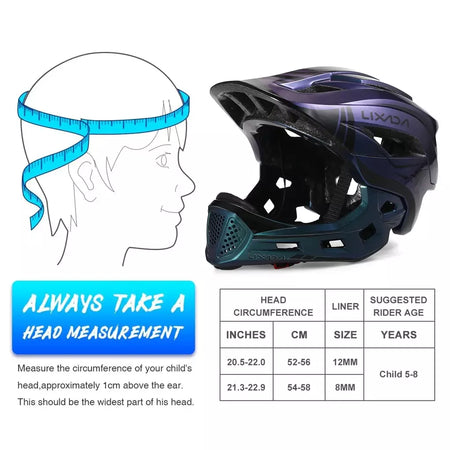Lixada crianças 2-em-1 destacável capacete facial completo crianças esportes capacete de segurança da bicicleta equipamentos de proteção crianças capacete de ciclismo