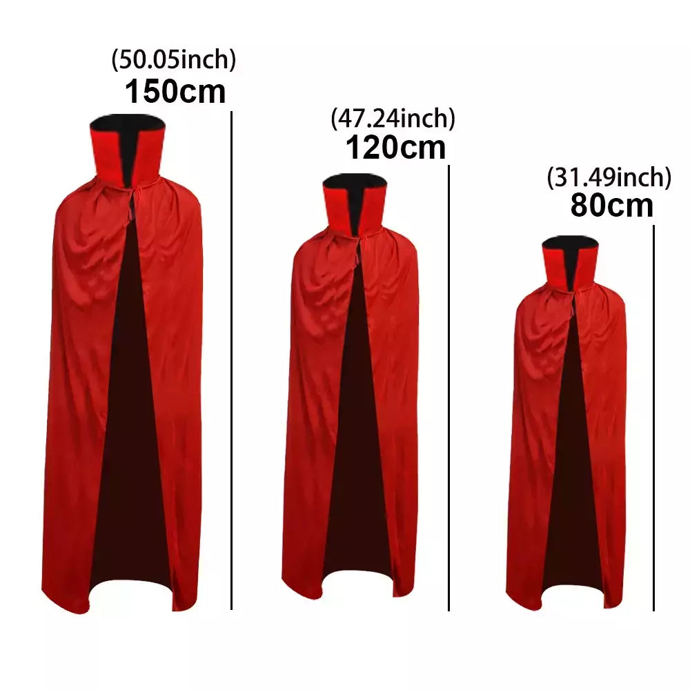 Halloween feminino masculino roupas cosplay traje adulto crianças gola capa preto vermelho reversível boné vampiro capa festa de halloween