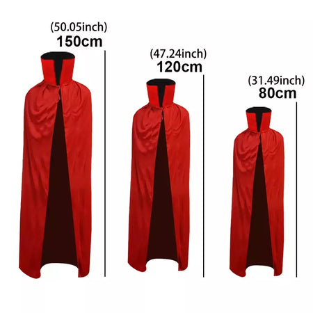 Halloween feminino masculino roupas cosplay traje adulto crianças gola capa preto vermelho reversível boné vampiro capa festa de halloween