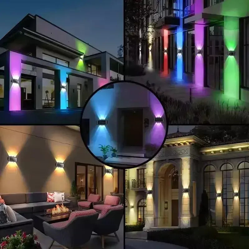 Lâmpada de parede solar ao ar livre led luz solar à prova dwaterproof água para cima e para baixo iluminação luminosa quintal decoração do jardim luzes movidas a energia solar
