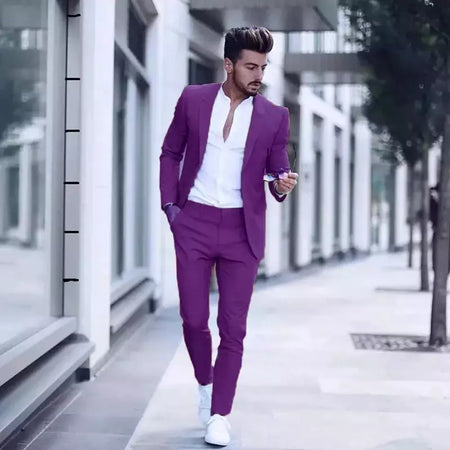 Ternos casuais masculinos de negócios para casamento, smoking masculino, terno de negócio justo, lapela de pico, Terno, traje masculino, 2 peças