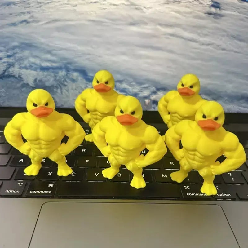 Estatueta de pato muscular ornamento acessório de mesa 3d impresso brinquedo de pato engraçado acessório de escritório presentes de aniversário