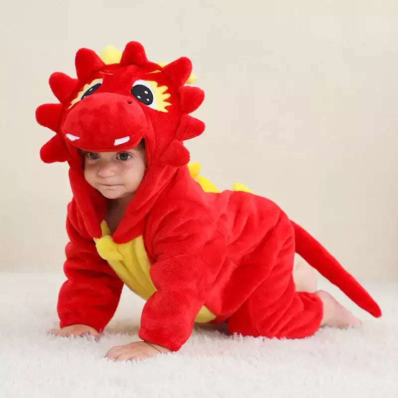 Macacão Dinossauro Vermelho para Bebê Recém-nascido, Criança Cosplay Roupas, Pijama Kigurumi, Bonito Animal Romper, Unicórnio Onesies, Meninos e Meninas