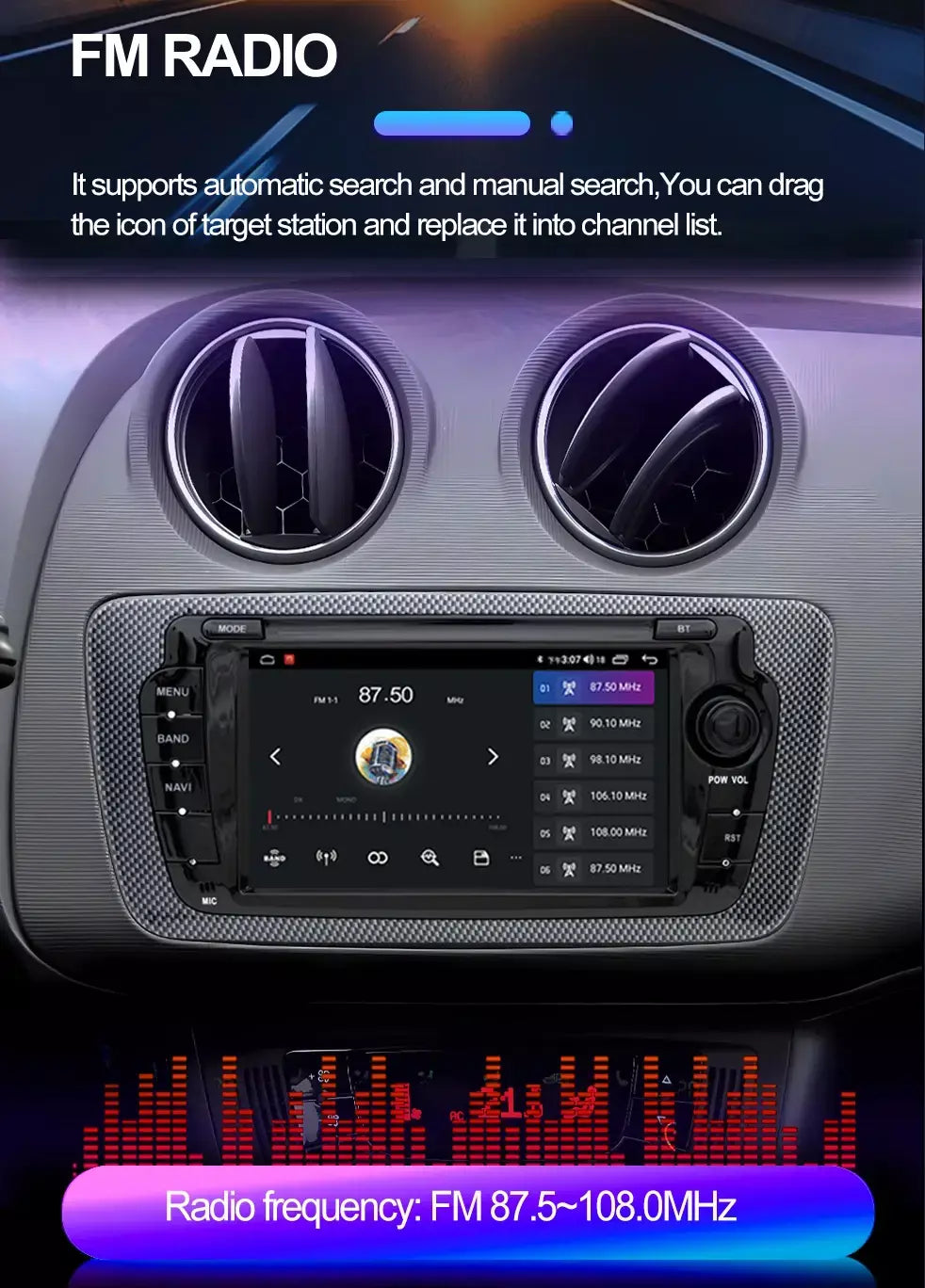 Rádio automotivo sem fio carplay android auto para seat ibiza 6j 2009 - 2013 4g wifi multimídia navegação gps 2din 7 "unidade principal estéreo
