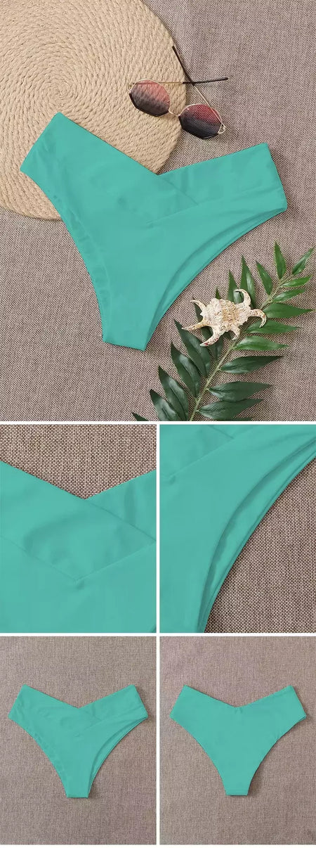 Tanga brasileira de biquíni para mulheres, semi-banho, roupa de praia sexy V cheeky, banho preto para senhoras, natação