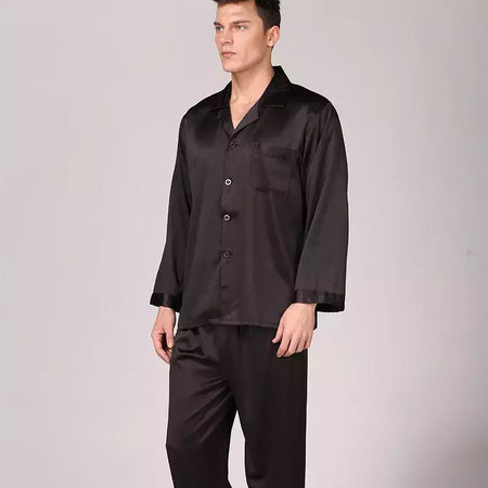 Conjuntos de pijama masculino de cetim de seda manga comprida, pijamas masculinos, camisola estampada, Casa, Soft Cozy Sleepwear Calças, Novo