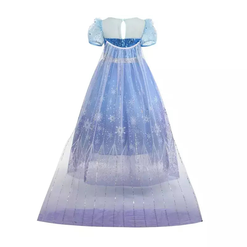 Crianças elsa traje menina aniversário malha vestido de princesa crianças cosplay neve rainha desempenho fantasia noite roupas de halloween