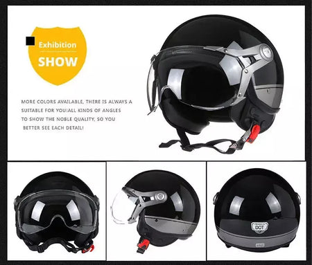 Vintage tt & cocascos capacete da motocicleta jet com viseira moto equitação 3/4 aberto meio capacete retro scooter capacete moto