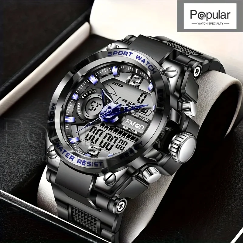 Relógio de pulso militar de aço digital masculino led relógio de quartzo relógio esportivo masculino grandes relógios masculinos