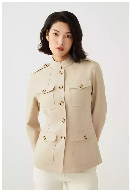 Jaqueta de lã australiana feminina, roupa luxuosa, casacos femininos, roupa de alta qualidade, K2540W, 50%