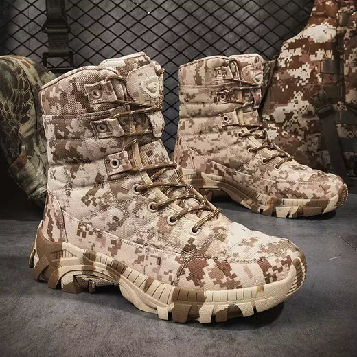 Ankle Boots de couro para homens, Sapatos de caminhada ao ar livre, Desert Combat Boots, Sapatos de segurança do trabalho