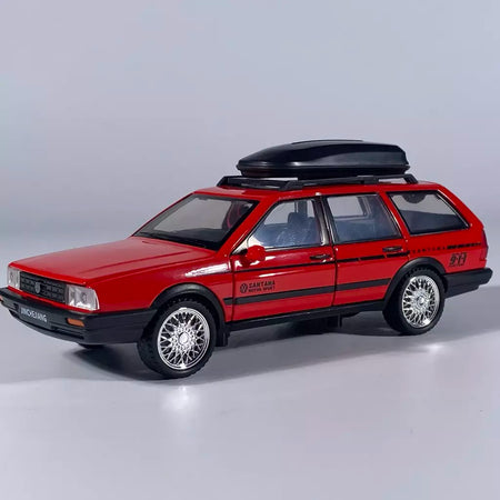 1:32 volkswagenwerk santana wagon liga de metal diecast modelo carro som & luz puxar para trás simulação clássica coleção hobby presente