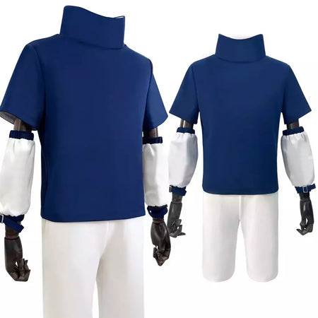 HOLOUN Anime Uchiha Sasuke Cosplay haut bleu curto blanc Cos Convention adulto Versão unissex Halloween cadeau de Noël