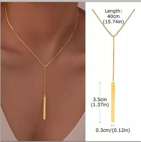 Colar lariat de aço inoxidável banhado a ouro, colar longo delicado colares laryered para mulheres meninas, pingente de gota em forma de y