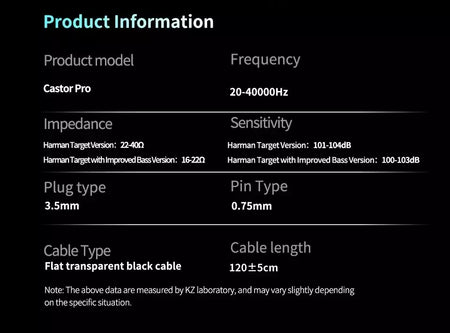 KZ Castor PRO Fone de ouvido intra-auricular HiFi Bass Dinâmico Fones de ouvido sintonizáveis de última geração Harman Target com fones de ouvido de graves aprimorados