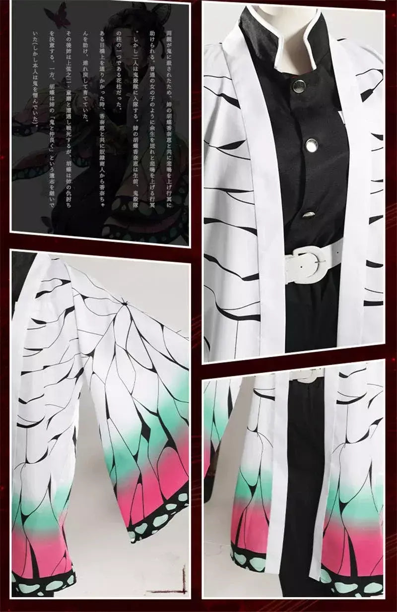 Anime demon slayer kimetsu geen yaiba kochou shinobu cosplay kostuum pruik conjunto quimono uniforme halloween anime kostuums para criança
