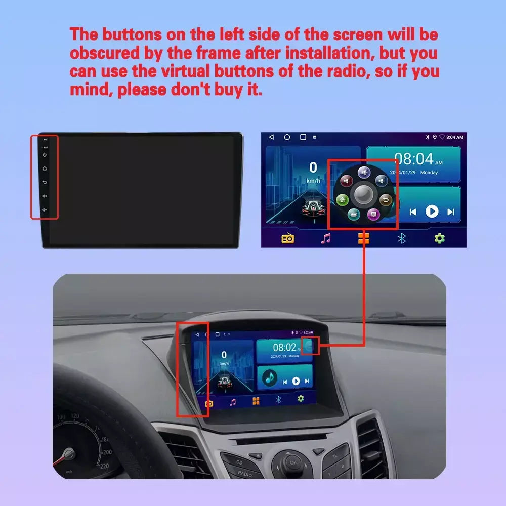 Rádio do carro carplay android 15 para ford fiesta mk 6 para ford fiesta mk 7 2008 - 2019 reprodutor de vídeo multimídia tela sensível ao toque gps automático
