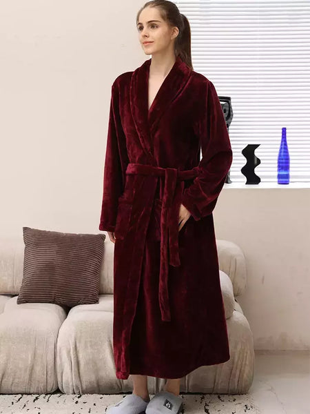 Camisola Nobre Flanela Preta, Longo Robe Termal, Conjunto de Pijamas com Calças, Roupa de Casa, Luxo, Outono, Inverno