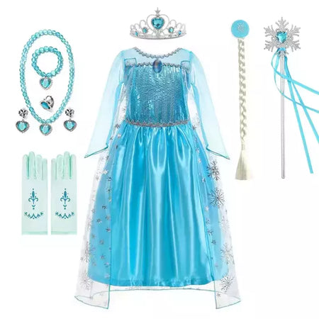 Elsa anna vestidos de princesa meninas malha lantejoulas vestido crianças cosplay neve rainha trajes halloween carnaval festa aniversário vestidos